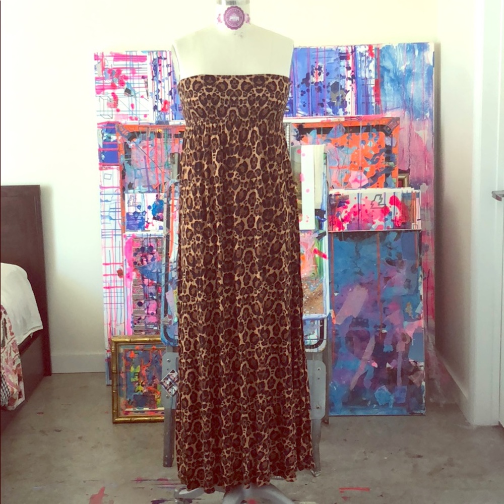 Leopard Strapless Maxi Dress